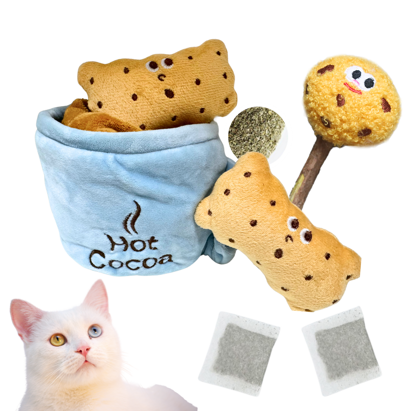 6 PCS Catnip Toys for Cats | Hot Cocoa Treat Puzzle with Silvervine & Crinkle Sounds