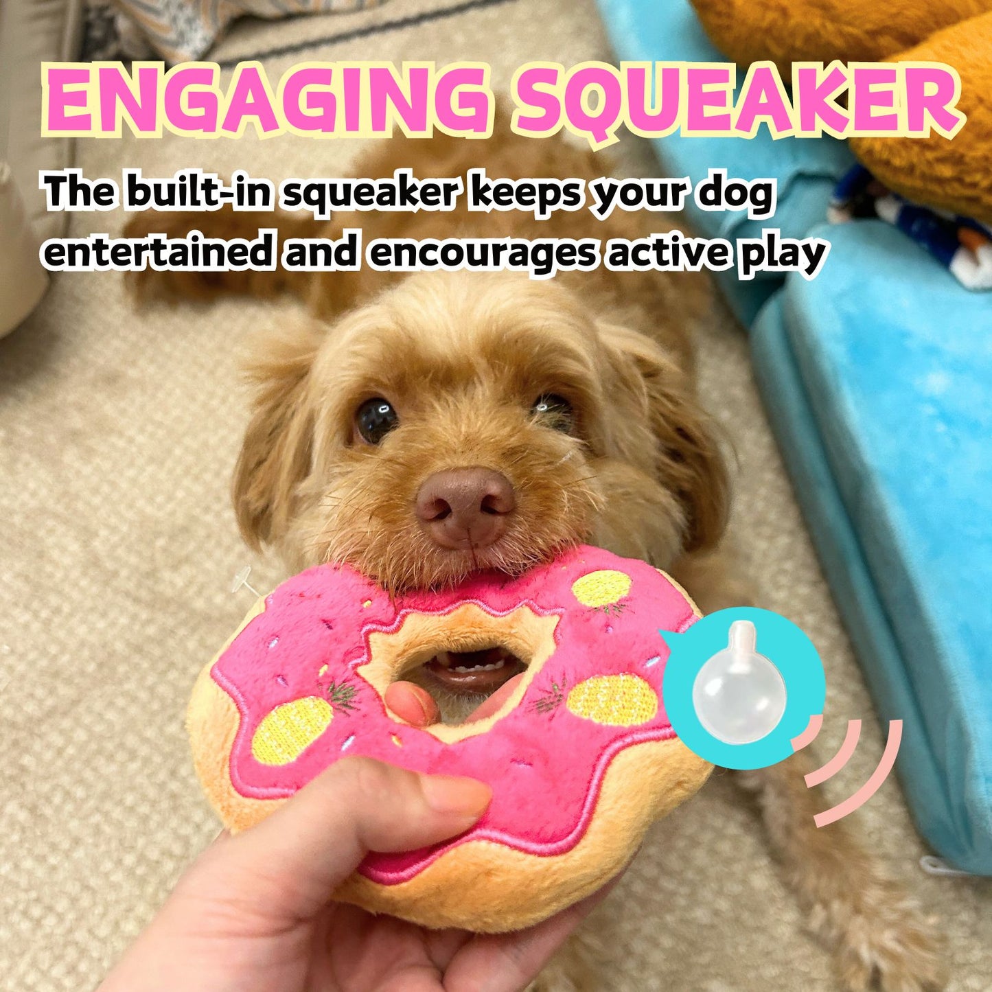 Donut Squeaker Dog Toy | Soft, Durable Plush for Interactive Play