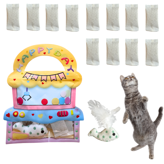 Natural Catnip Tea Bags | Catnip Pouches with Bonus Whale Feather Toy