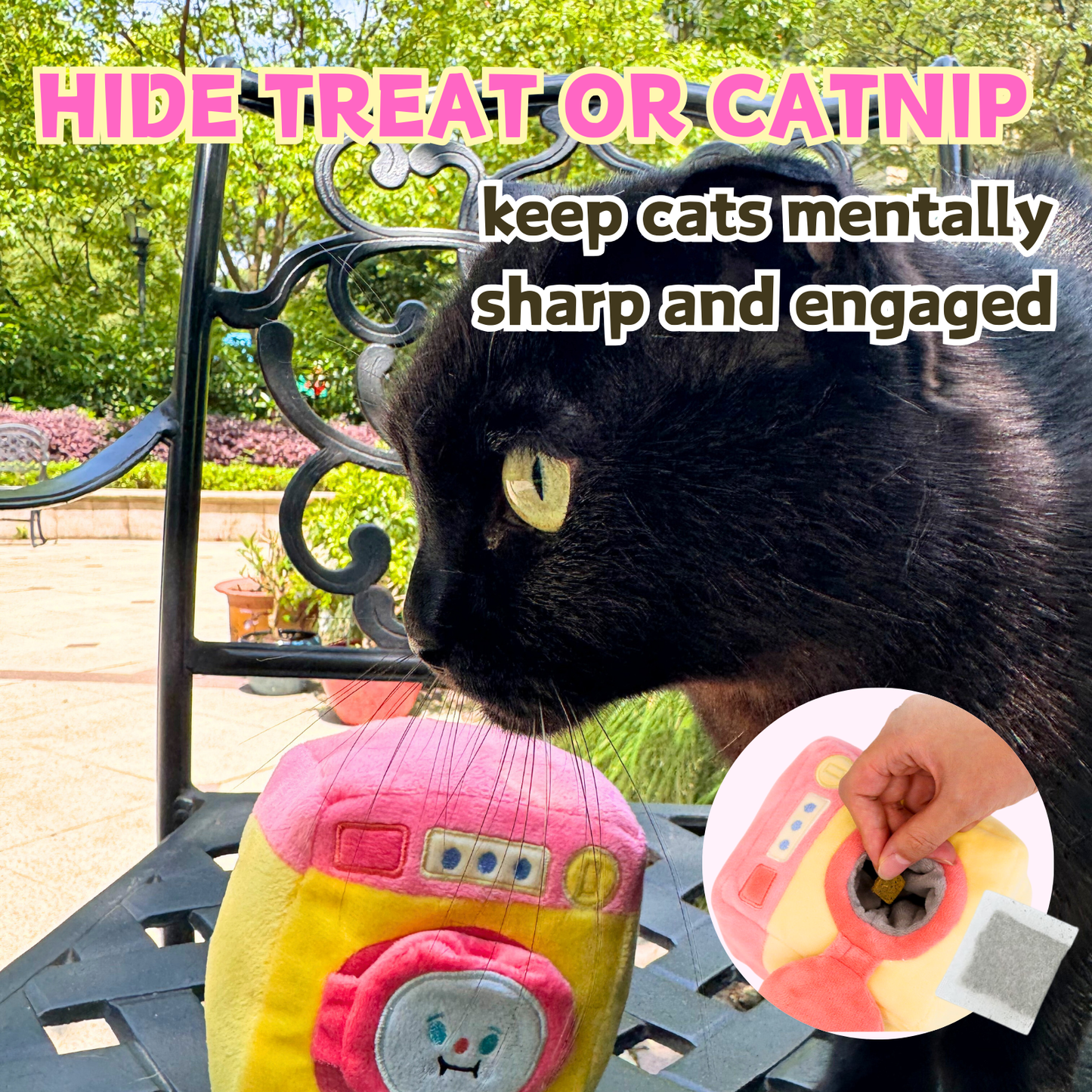 Washer-Themed Cat & Dog Toy | Plush Treat Puzzle with Catnip and Squeaky Sounds