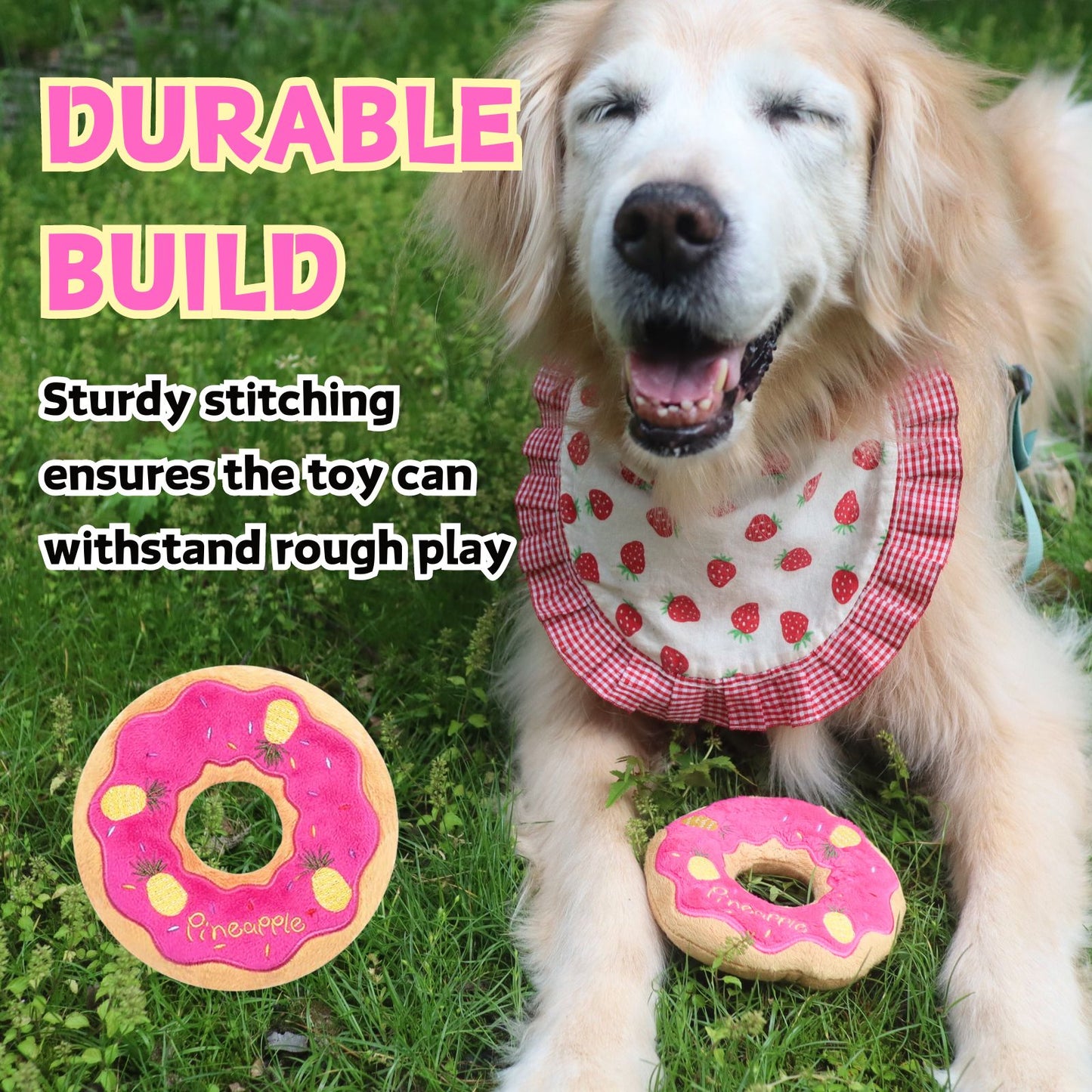 Donut Squeaker Dog Toy | Soft, Durable Plush for Interactive Play
