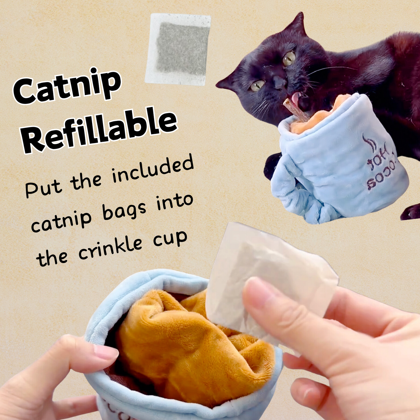 6 PCS Catnip Toys for Cats | Hot Cocoa Treat Puzzle with Silvervine & Crinkle Sounds