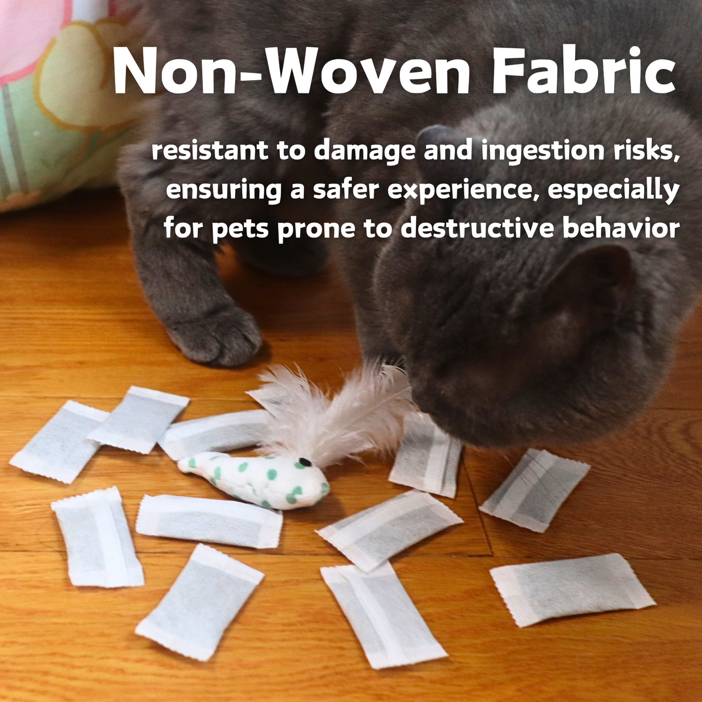 Natural Catnip Tea Bags | Catnip Pouches with Bonus Whale Feather Toy