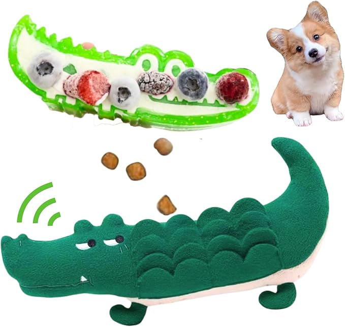 Adorable Alligator Dog Toy Set | Plush & Freezable Treat Dispenser for Interactive Play