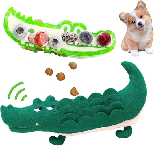 Adorable Alligator Dog Toy Set | Plush & Freezable Treat Dispenser for Interactive Play