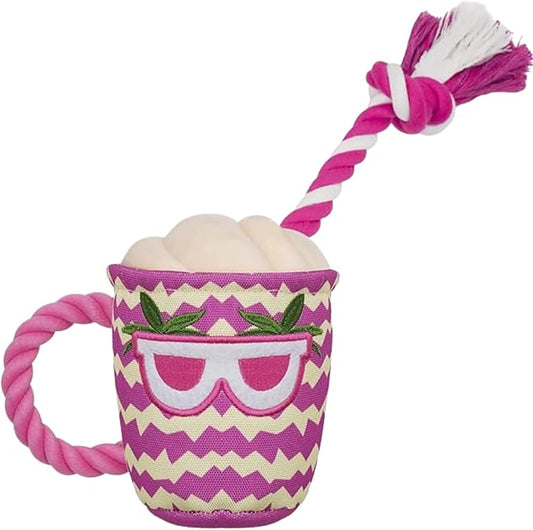 2-in-1 Plush Dog Toy with Rope - Interactive Chew Toy for Puppies, Small, Medium & Large Dogs | Cute Stuffed Rope Cup Design