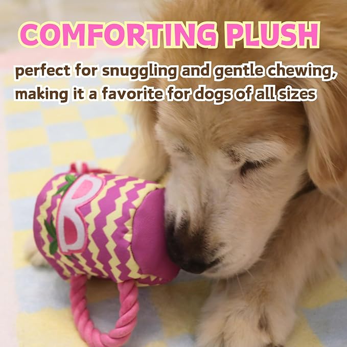 2-in-1 Plush Dog Toy with Rope - Interactive Chew Toy for Puppies, Small, Medium & Large Dogs | Cute Stuffed Rope Cup Design