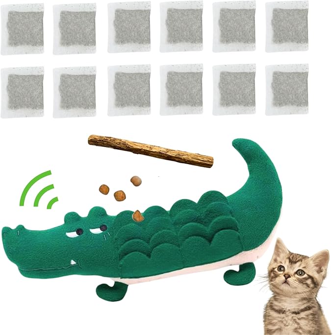 Catnip Cuddle & Kick Alligator Toy | Plush Treat Puzzle with Refillable Catnip Pockets
