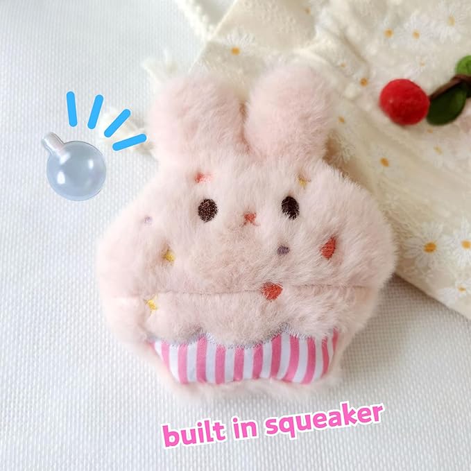 Bunny Cake Dog Toy Set | 3 Squeaky Plush Bunnies & Chick Head Cover for Interactive Play
