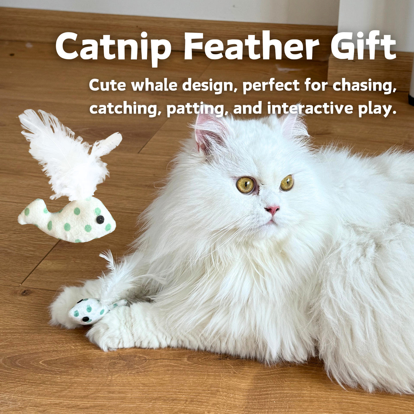 Natural Catnip Tea Bags | Catnip Pouches with Bonus Whale Feather Toy
