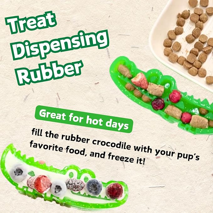 Adorable Alligator Dog Toy Set | Plush & Freezable Treat Dispenser for Interactive Play