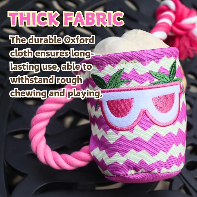 2-in-1 Plush Dog Toy with Rope - Interactive Chew Toy for Puppies, Small, Medium & Large Dogs | Cute Stuffed Rope Cup Design