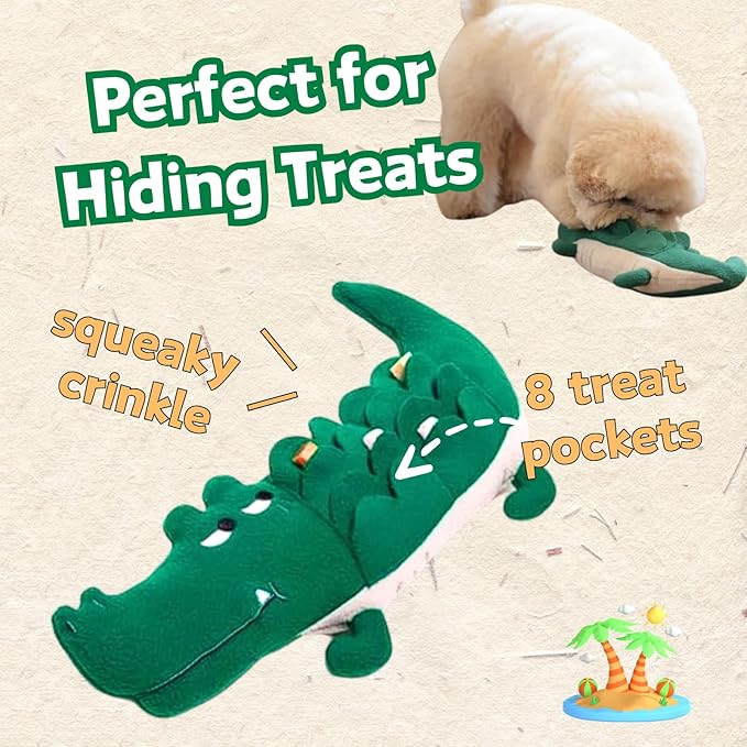 Adorable Alligator Dog Toy Set | Plush & Freezable Treat Dispenser for Interactive Play
