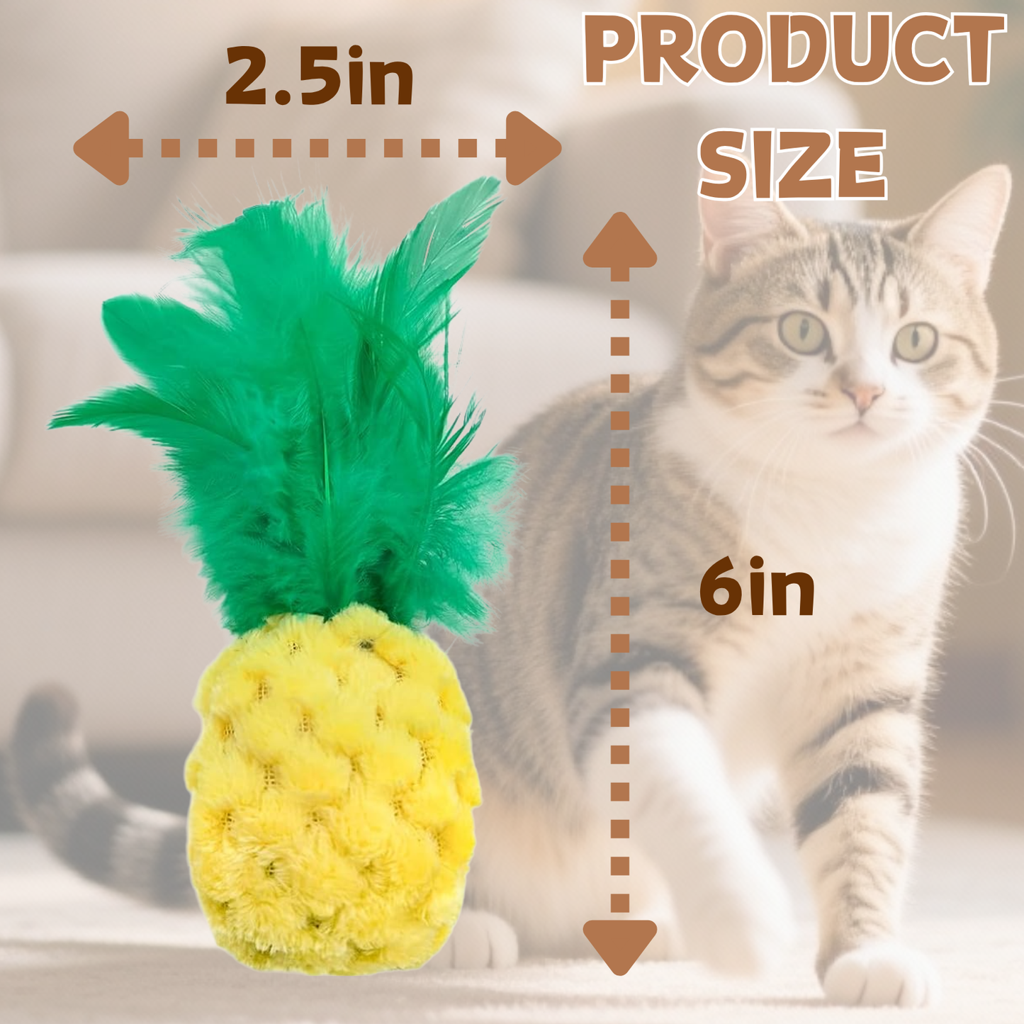 CECE PAW Pineapple Cat Toy – Plush Feather Catnip Toy for Indoor Cats & Kittens, Soft & Fun Kicker Toy for Stress Relief and Playtime