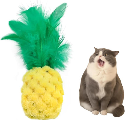 CECE PAW Pineapple Cat Toy – Plush Feather Catnip Toy for Indoor Cats & Kittens, Soft & Fun Kicker Toy for Stress Relief and Playtime