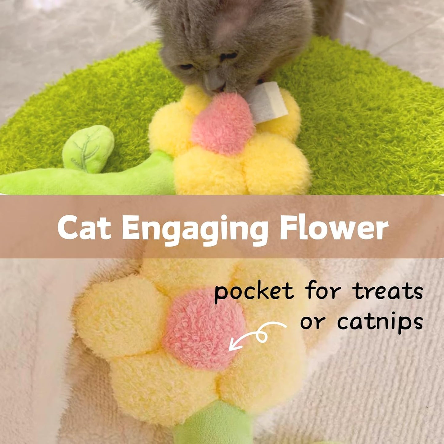 The Ultimate Refillable Catnip Flower | Interactive Crinkle Kicker Toy for Cats