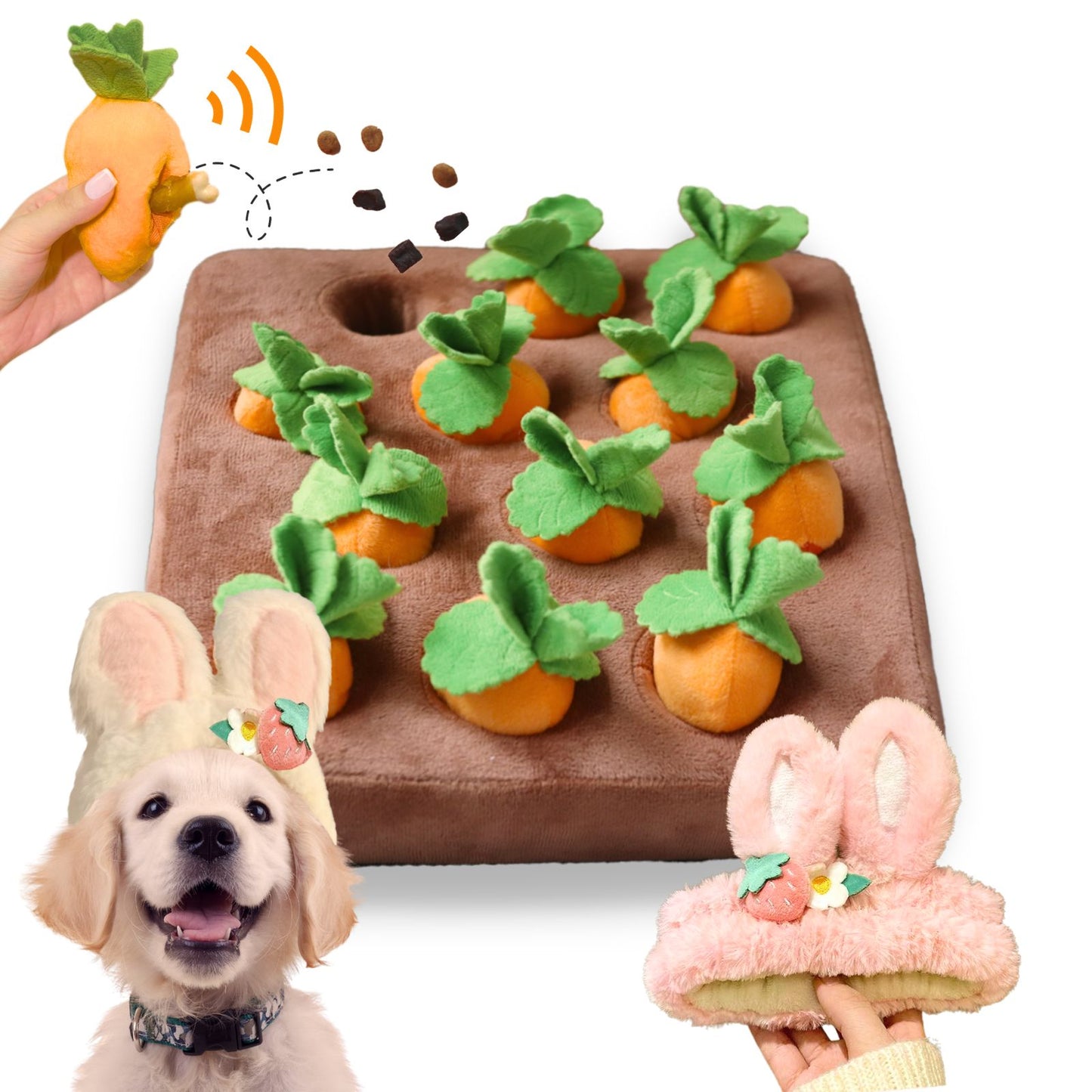 Go Dog Tough N Texture Carrot Durable Plush & Textured Silicone Squeaky Small Orange Dog Toy | Petco