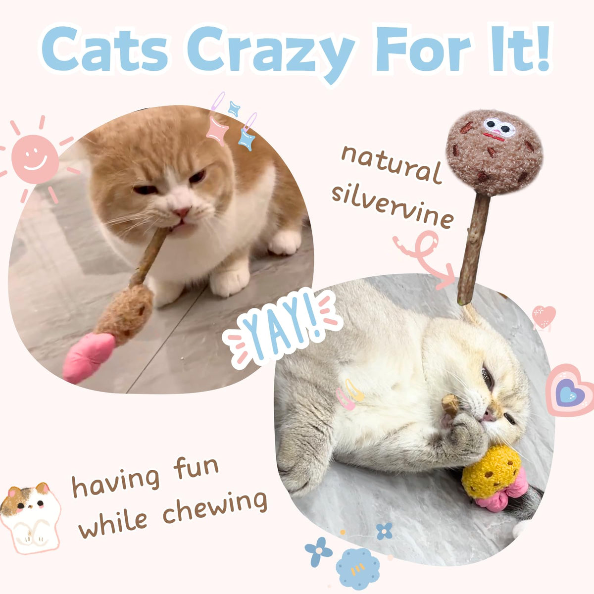 KARELLS Cat Chew Sticks, Cat Teething Toy for Kittens, 4 pcs Silvervine KARELLS Cat Chew Sticks, Cat Teething Toy for Kittens, 4 pcs Silvervine