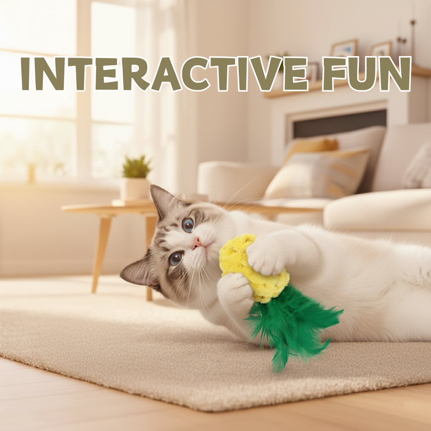 CECE PAW Pineapple Cat Toy – Plush Feather Catnip Toy for Indoor Cats & Kittens, Soft & Fun Kicker Toy for Stress Relief and Playtime
