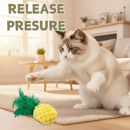 CECE PAW Pineapple Cat Toy – Plush Feather Catnip Toy for Indoor Cats & Kittens, Soft & Fun Kicker Toy for Stress Relief and Playtime